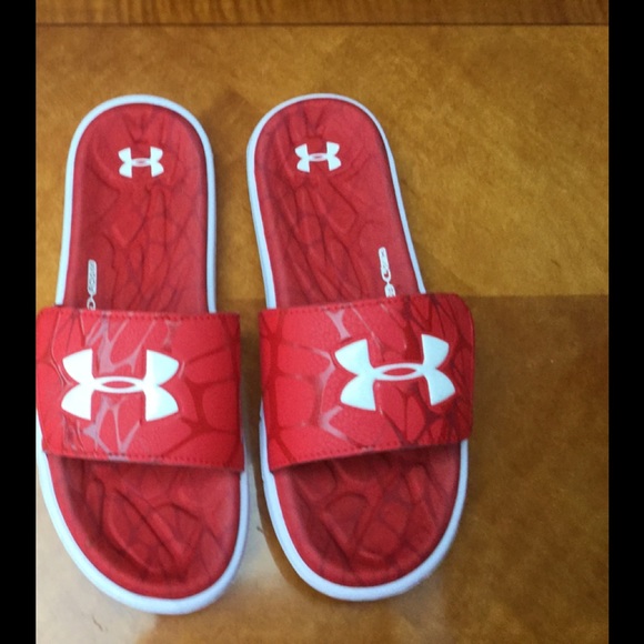 under armour red slides